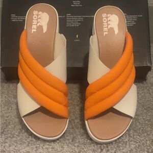 Sorel Women's Sandals with Orange and Cream Straps